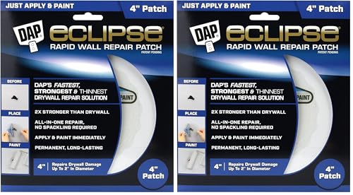 DAP 7079809163 Repair Eclipse Wall Patch, 4 Inch, Clear,White (Pack of 2) - size: 4 Inch (Pack of 2)