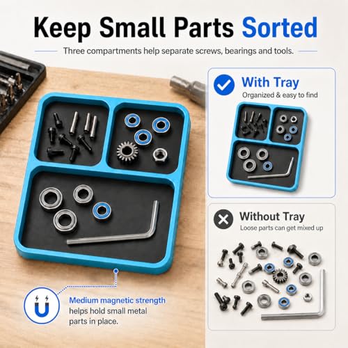 Magnetic Tool Tray for RC Car Drone Electronics Repair Small Parts - color: Blue