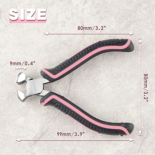 Mini End Cutting Pliers 4 Inches Flush Cut Pliers for Jewelry Making Nail Puller Tool for Carpenter Mini End Nippers for Zipper Install Stops Repair, Pink Tool for Women - style: End Cutting Pliers