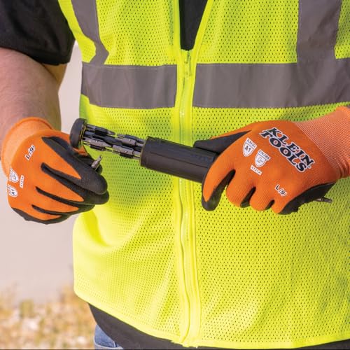 KLEIN TOOLS 60582 Work Gloves, Knit Dipped Cut Resistant ANSI A1 Nitrile Coated Gloves, Nylon-Spandex, Touchscreen Capable, X-Large, 2-Pair - size: X-Large, style: 2-pair Pack