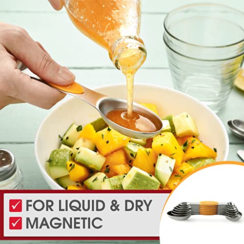 Spring Chef Stainless Steel Magnetic Measuring Spoons Set of 8, Mango - color: Mango, size: 1-Pack