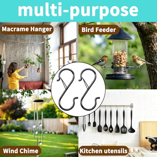 3.5in Heavy Duty S Hooks for Hanging, Safety Buckle Metal Hooks, 28 Pack - size: 28PCS