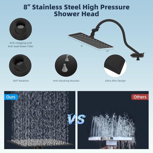 Hibbent All Metal cUPC Certified High Pressure Rainfall 8'' Shower Head - color: Oil Rubbed Bronze, style: Square 8''