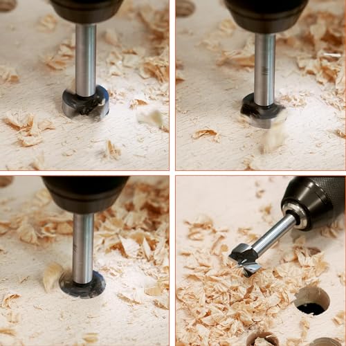 KENDO Forstner Bit Set, 16-Piece Alloy Steel for Woodworking | Round Shank Forstner Drill Bits for Hardwood, Softwood, Plastic, Plywood with Case, 1/4" to 2-1/8" - style: 16 Piece