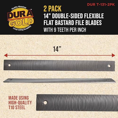 Dura-Gold 14" Flexible Flat Bastard File Blade, Double-Sided with 9 Teeth - style: Blades