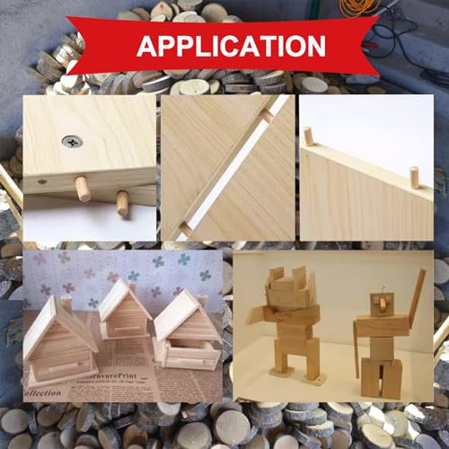 smseace Wooden Dowel Pins with Tapered End with Bevel Angle Groove Wood Pegs - 9 Sizes 6/25inch 5/16inch 3/8inch(6mm, 8mm, 10mm) Used for Crafts, Furniture, Door, DIY - size: 200Pcs - 9 Sizes