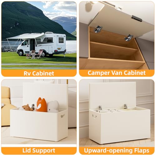 Chibery 4 Pack 90° RV Cabinet Hinges, Heavy Duty Surface Mount Soft Close Accessories, Face Frame & Frameless, Self Closing, No Pre-Drilled Cup Hole for Cabinets, Camper Van, Trailer, Vehicle-Mounted