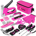 33Pcs Pink Staple Gun Tool Set, 3 in 1 Upholstery Staple Gun for Wood Heavy Duty and 900 Staples, Perfect for DIY Decoration, Crafts, Carpentry, Arts, Pink Tool Kit for Women