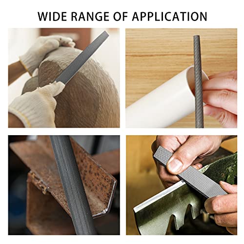 TARIST Metal File Set, 3-Piece, 8-inch,Professional Carbon Steel File, Includes Flat/Half-Round/Round,Work for Metal, Wood and More - style: Metal File - 3 pcs