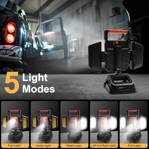 Tresda 4000LM LED Work Light Rechargeable with Clamp, 40W Magnetic Work Light Battery Powered with 5 Light Modes, 350° Rotation, Portable Job Site Lighting for Construction Site,Workshop,Car Repairing - style: Magnetic Clamp Stand