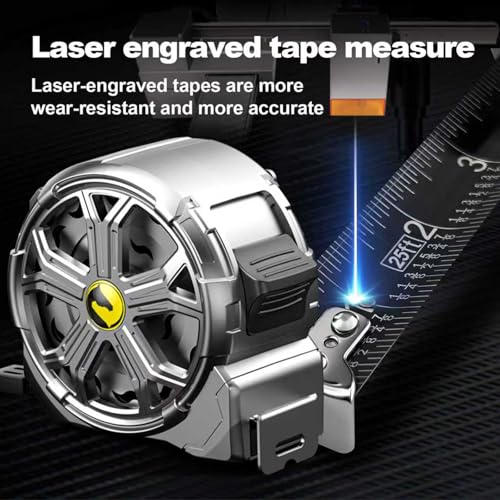 25ft Stainless Steel Tape Measure, Waterproof & Rustproof for Construction | Waterproof Tape Measure with Hollow Design and Laser Engraving Blade for Carpenters, Builders & DIY Projects(25') - color: 25'