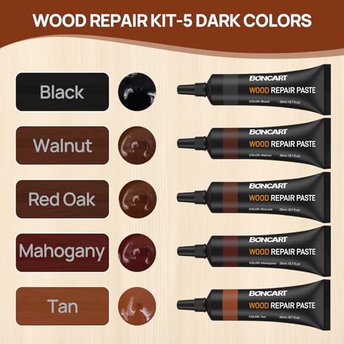 Boncart Wood Furniture Repair Kit, Wood Touch up Fillers - color: 5 Dark Colors