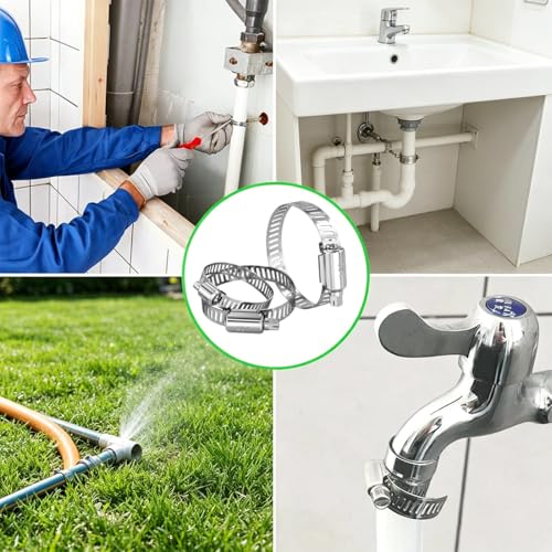 210pcs Stainless Steel Worm Gear Hose Clamps with Size 1/4"-2"(6-51mm) - size: 210pcs