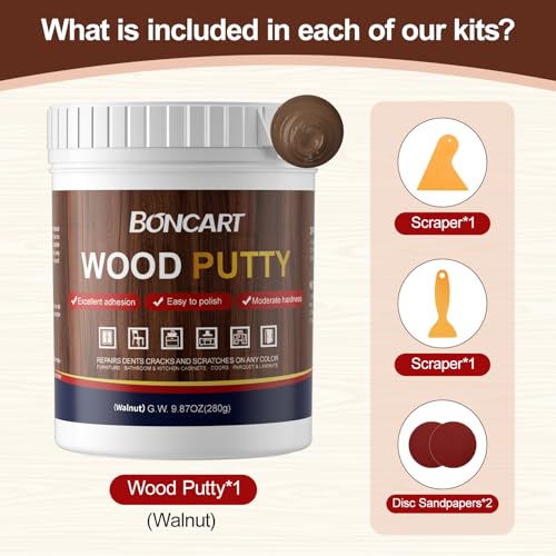 Boncart Wood Filler, 9.87 OZ Walnut Wood Putty - color: 9.87OZ Walnut