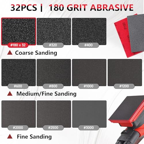 32 PCS 180 Grit Sanding Sponge, Soft and Flexible Sandpaper Block - style: 32Pcs 180Grit