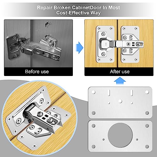 12-Pack Cabinet Hinge Repair Kit - Hinge Fixing Plates for Kitchen, Cupboard, Locker, Cabinet Doors
