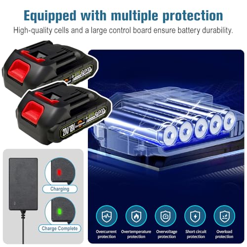 Cordless Buffer Polisher 6 inch with 2Pcs 2.0Ah Rechargeable Batteries Compatible with Makita,and 1 Adapter Charger, 6 variable speed 5500RPM cordless sander, for Car Detailing/Polishing