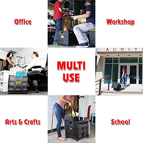 dbest Products Quik Cart Without Lid Collapsible Rolling Crate - Black - color: Black, style: Topless