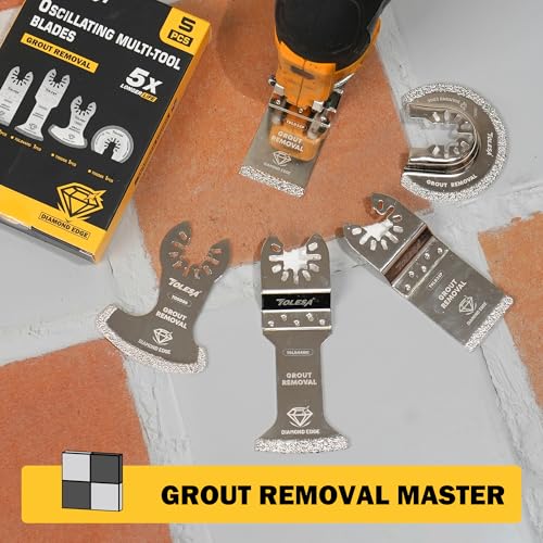 TOLESA Diamond Oscillating Saw Blades Mixed Set for Grout Removal, 5-Pack - size: 5 PCS