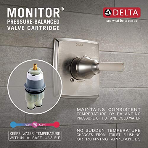 Delta Foundations 13 Series 2-Spray Shower Faucet Set, Brushed Nickel Shower Head and Handle Set, Valve Trim Kit, Stainless BT13210-SS (Valve Not Included) - color: Stainless