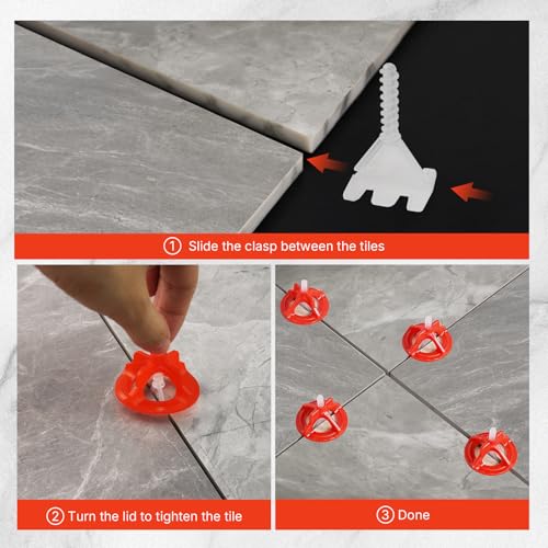 DGSL Tile Leveling System 1/8 Inch, 300 Tile Spacers and 100 Red Cap - size: 1/8 Inch * 300 Base+100 Caps