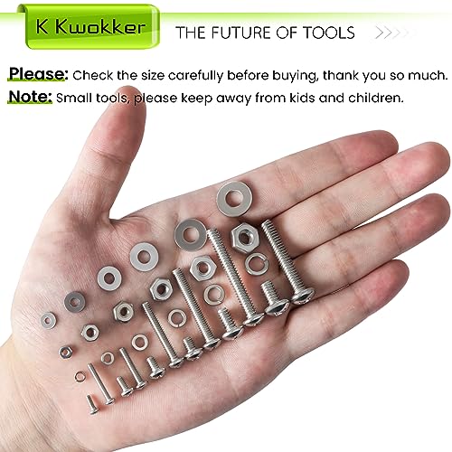 1059Pcs Nuts and Bolts Assortment Kit Phillips Pan Head #2-56#4-40#6-32#8-32#10-24#12-24 Machine Screws, K Kwokker 26 Sizes 304 Stainless Steel Screws Nut and Bolt Assortment with Screw Organizer - size: A. #2-56 - #12-24