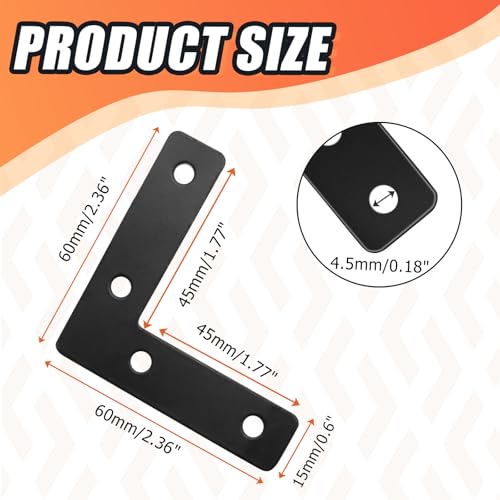Litoexpe 20 Pcs Black L-Shape Angle Bracket 60mm - size: 2.36" x 2.36", style: L Shape
