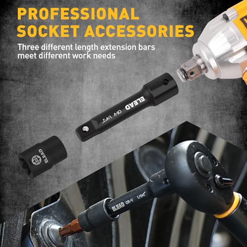 4-Piece 1/4" Drive Socket Extension Bar Set, 2, 4, 6 inch Professional Extension Set, 1/4 Inch Drive Universal Joint Socket, Premium Cr-V Steel Sockets Wrench Extender - style: 4-Piece 1/4" Socket Extension Bar Set