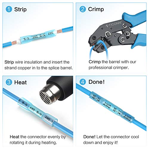 TICONN 400PCS Heat Shrink Butt Connectors, Crimp Wire Connectors Kit - size: Mix 400 PCS
