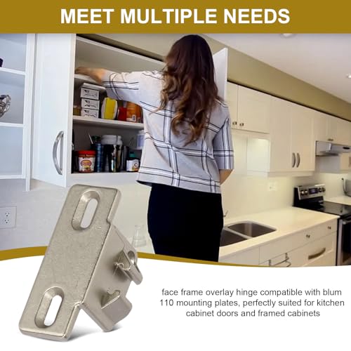 3 Pack of Hinge Mounting Plate Replacement for Blum 1 3/8" Overlay 110 Degree Compact 33 Edge, Edge Mount Plates for Blum Face Frame Overlay Hinge, Hinges for Cabinet Doors, Soft Close Hinges