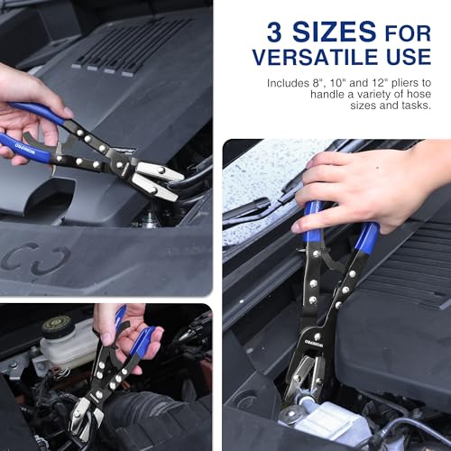 WORKPRO 3-Piece Ratcheting Hose Pinch Off Pliers Set with Storage Bag - color: Blue