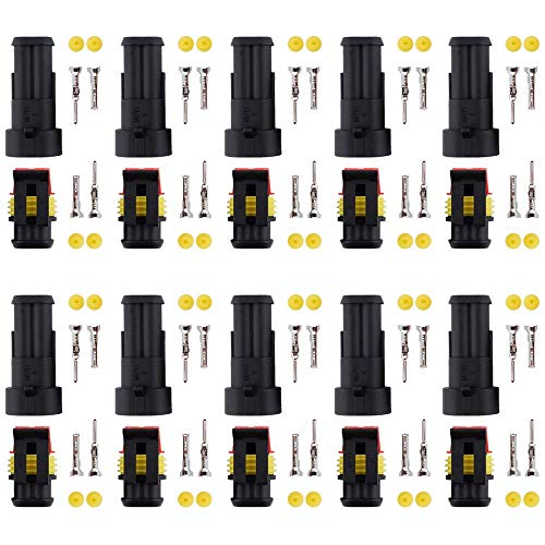 MUYI 10 Kits 2 Pin Way Electrical Connectors for 20-16 AWG Wire Cable 10A - style: 2pin connector(10 sets)