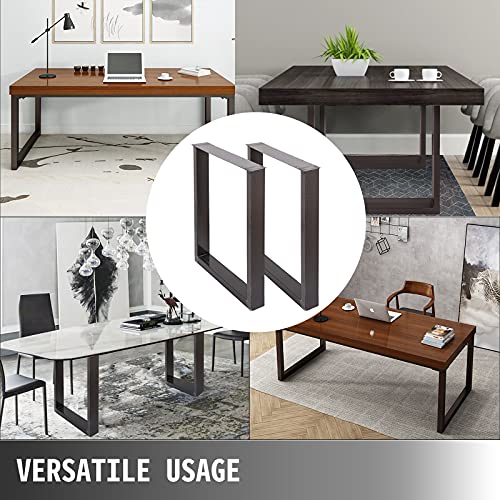 VEVOR Set of 2 Steel Table Legs, 28”Height 23”Wide Dining Table Legs,Heavy Duty 3.1" Square Box Section Square Table Legs, 28x23x3.1 Inch Black Industrial Country Style Metal Dining Legs - size: 28"H x 23"W, style: Square