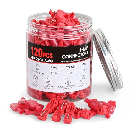 Nilight 120PCS/60 Pairs Red T-Tap Quick Splice Disconnect Wire Terminals - size: 120Pcs 22-16AWG