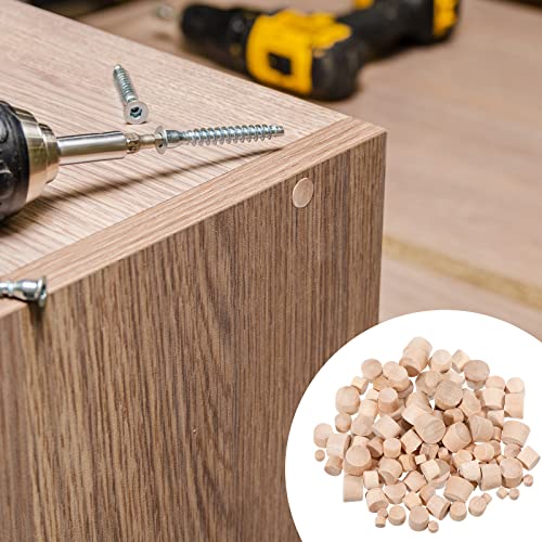 Bucherry 120 Pieces 4 Sizes Wood Plugs Wooden Hole Plugs,Flat Head - style: Flat Head