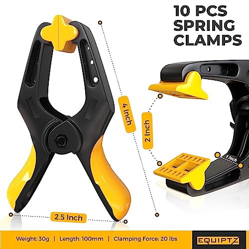 EQUIPTZ Spring Clamps 4 inch - 10 Pack Plastic Clamps for Pool Cover, Balloon Archs, Tarps & Backdrop with 2 inch Mouth Opening - Rust Free Large Clips Heavy Duty Outdoor with Non-Detachable Jaw Pads - size: 4" Pack of 10