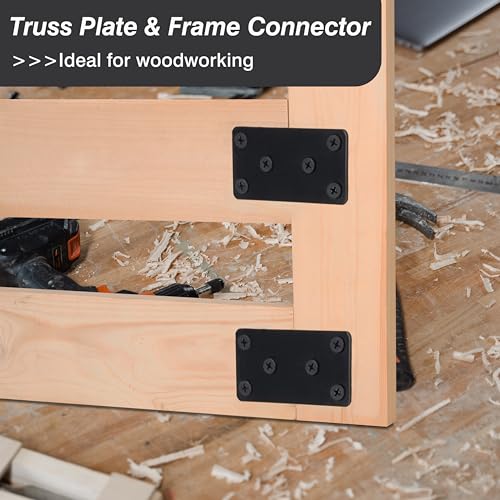 Mending Plate, Metal Steel Flat Straight Brace Bracket, Black Double-Wide Joining Plate for Wood Furniture Fastening & Fixing with 2 Sets of Screws of Different Lengths(50x100mm, 4 Pack) - style: 1.9"×3.9"/50*100mm