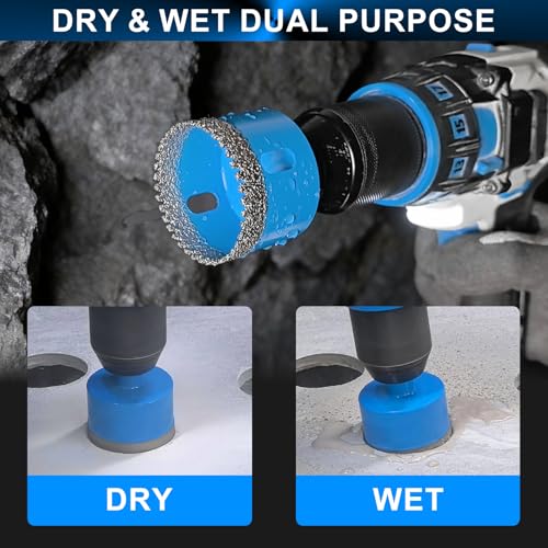 Diamond Hole Saw Tile Drill Bits Kit, 11 PCS Serrated Brazing Core Drill Bit Set with EVA Hole Saw Guide Jig, Hole Saw Sets for Ceramic, Glass, Tile, Marble, Granite, Gypsum - size: K2-6/8/10/12/20/25/28/32/35/45/50 MM