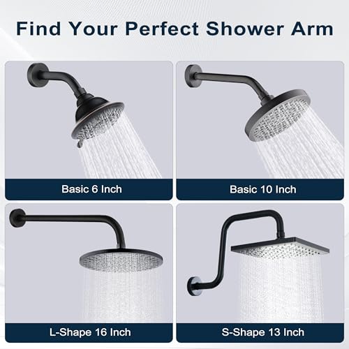 BRIGHT SHOWERS 13 Inch Shower Head Extension Arm with Flange S Shaped High Rise Extender, Long Stainless Steel Rainfall Shower Head Pipe Arm, Oil-Rubbed Bronze - color: Oil Rubbed Bronze, style: S-Shape 13 Inch
