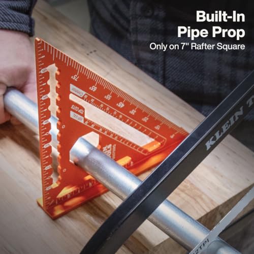 Klein Tools 80211 Rafter Square Set, 2-Piece, 7 and 12-Inch, Rafter Squares, Laser Etched Markings, 1/4-Inch Scribe Notches - size: 2-Piece Rafter Square Set