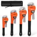 HORUSDY 4 Pack Heavy Duty Pipe Wrench Set, Adjustable 8" 10" 12" 14" Soft Grip Plumbing Wrench Set with Storage Bag - style: 4 Pieces