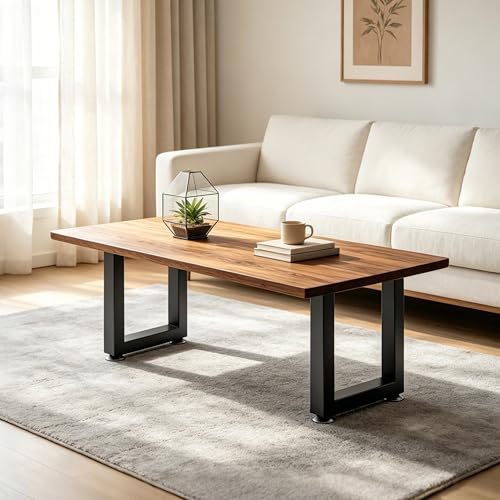 16 Inch Metal Bench Legs Set of 2, Heavy Duty Steel Coffee Table Legs, DIY Furniture Feet with Screws and Adjustable Foot Pads - size: H16" Square