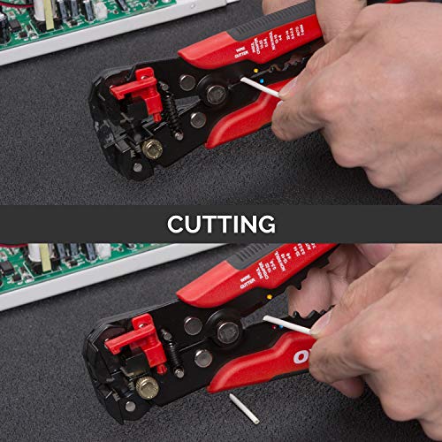 NEIKO 01924A 3-in-1 Automatic Wire Stripper, Cutter, and Crimping Tool, Auto Self-Adjusting Pliers that Cut up to 10 AWG - style: 3-in-1 Auto Wire Strippers, Red