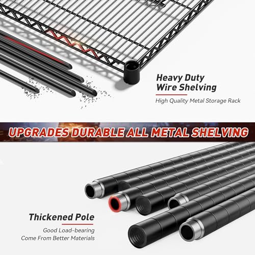 REIBII Extra-Wide 60"W 4-Tier Wire Shelving with Wheels, 2399lbs for Garage - size: 4-Tier,60" W X 65.5" H X 18" D