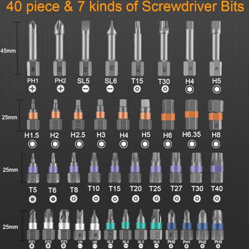 42 in 1 Magnetic DIY Ratchet Screwdriver Set,Multi Bit Screw Drive with Storage Case, Portable Compact Repair Tool Kit for Furniture, Bicycle,Watch,Computer, (42 in 1 Gray) - color: 42 in 1 Gray