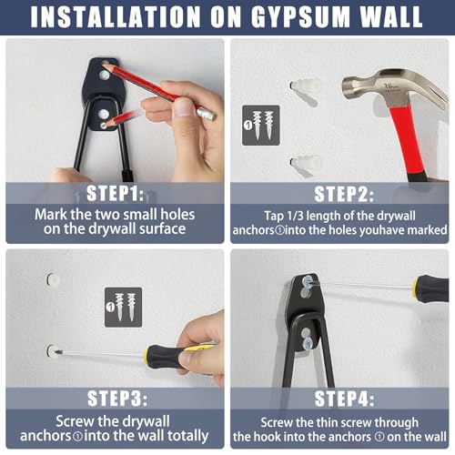 KOFANI Garage Hooks Heavy Duty 12 Pack Anti-Slip Wall Storage Hooks - color: Black, size: 12 Pack
