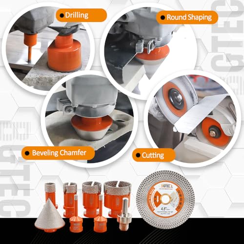 BGTEC Diamond Core Drill Bit 9PCS, Tile Hole Saw Kit 1/4" - 2" - size: 9 pcs - 6/6/20/25/35/50mm & 115mm Blade, style: Flash Toothed