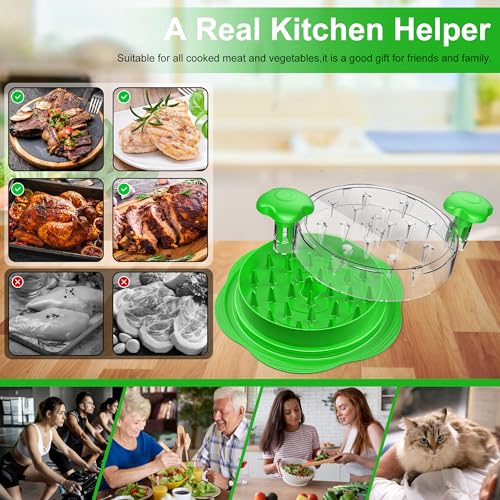 Chicken Shredder Tool Twist Large Meat Shredder with Brush&Fork, Green - color: Green