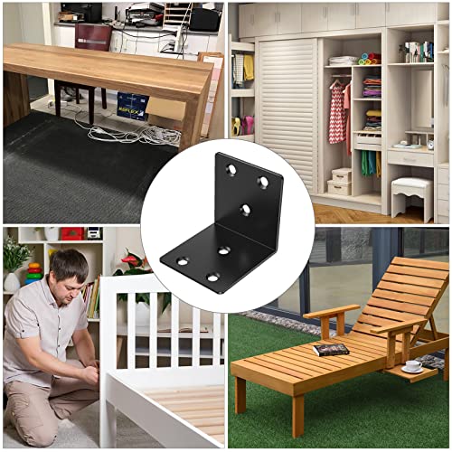 20 Pack 2" 90° Black L Brackets, Heavy Duty Corner Braces for Wood - size: 2 x 2 in