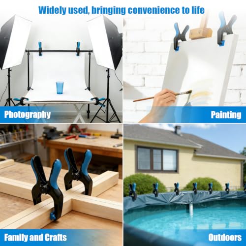 6 Pack 6 inch Heavy Duty Spring Clamps,Large Plastic Clamps,Spring Clips for Woodworking,Backdrop Stand,Pool Cover, Photography, Crafts - size: 6" Pack of 6